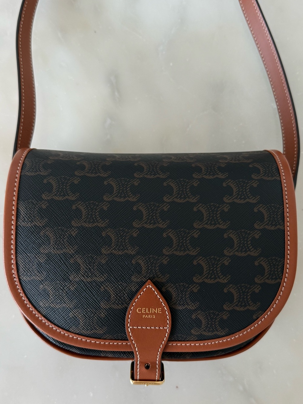Celine Folco crossbody in brown canvas